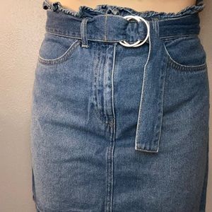 High waisted denim skirt